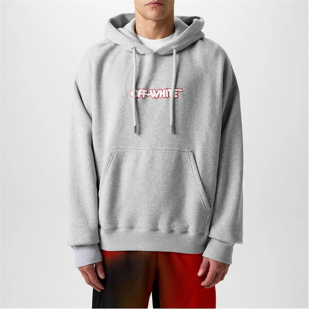 Off White Round Logo Skate Hoodie - Grey